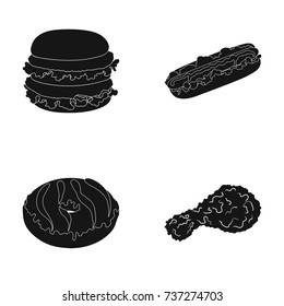 Fast ,food, meal, and other web icon in black style.Hamburger, bun, flour, icons in set collection.