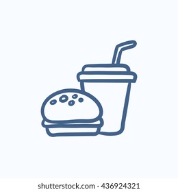 Fast food meal vector sketch icon isolated on background. Hand drawn Fast food meal icon. Fast food meal sketch icon for infographic, website or app.