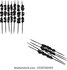Fast food meat skewers silhouette vector 