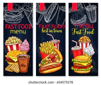 Fast Food Menu Banners Restaurant Cafe Stock Vector (Royalty Free ...