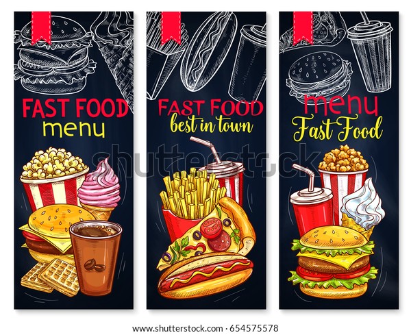 Fast Food Menu Banners Restaurant Cafe Stock Vector (Royalty Free ...