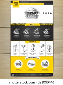 Diseño de Sitio web de concepto de menú de comida rápida. Identidad Corporativa.