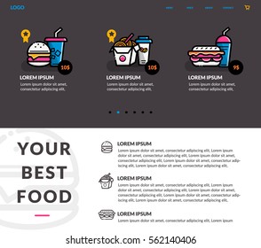 Fast food menu concept Web site design.Vector