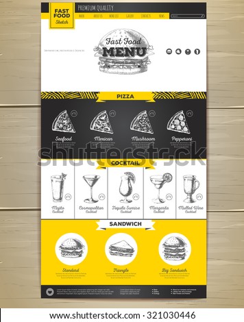 Fast food menu concept Web site design. Corporate identity.