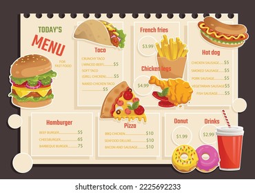 fast food menu design and fast food board