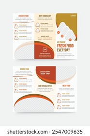 Plantilla de diseño de menú de comida rápida para el folleto de menú trifold de restaurante