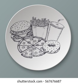 Fast food menu design template hand drawn vector. Illustration