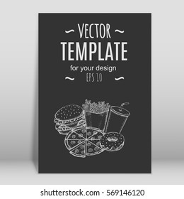 Fast food menu design template hand drawn vector. Illustration