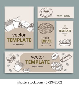 Fast food menu design template hand drawn vector. Illustration