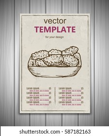 Fast food menu design template hand drawn vector. Illustration