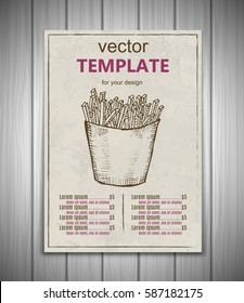 Fast food menu design template hand drawn vector. Illustration
