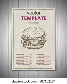 Fast food menu design template hand drawn vector. Illustration