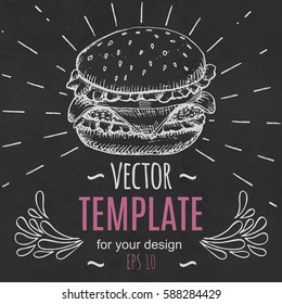 Fast food menu design template hand drawn vector. Illustration
