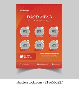 Fast food menu design and food menu vector illustration. Cafe and food menu template, Fast food. 