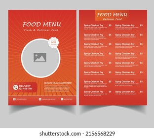 Diseño de menú de comida rápida e ilustración vectorial de menú de comida. Plantilla de menú de café y comida rápida. 
