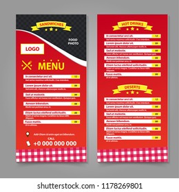 Fast food menu flyer template.