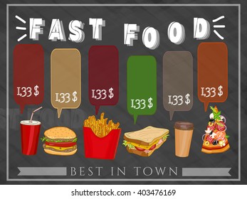 Fast food menu hand drawn vector illustration  