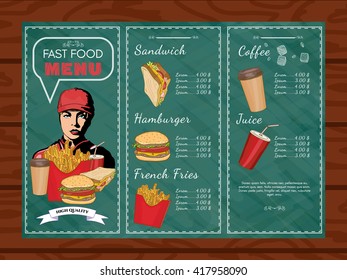 Fast food menu hand drawn illustration 