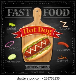 Fast food menu - Hot Dog (vector illustration)