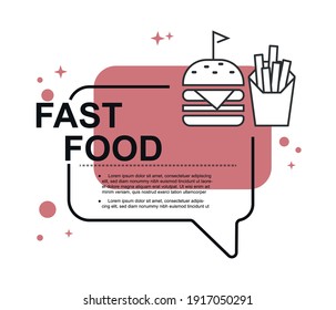 Fast Food Menu Landing Page. Bar Web Banner Vector Illustration.
