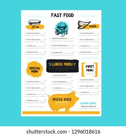 Menu Restaurant Design Template Fast Service Stock Vector (Royalty Free ...