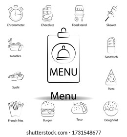 fast food menu outline icon. Set of food illustration icon. Signs and symbols can be used for web, logo, mobile app, UI, UX on white background