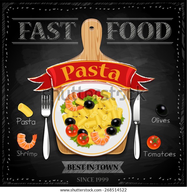 Fast Food Menu Pasta Vector Illustration Stock Vector Royalty Free 268514522