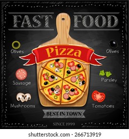 Fast food menu  - pizza (vector illustration)