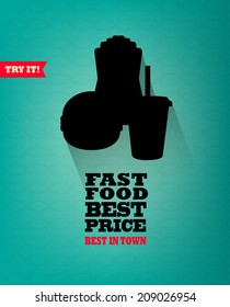 Fast food menu poster with long shadow. 