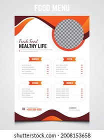 Fast food menu. Restaurant menu, brochure, flyer design templates in A4 size.