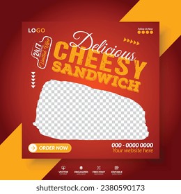 Fast Food menu and restaurant business marketing social media banner design template.

