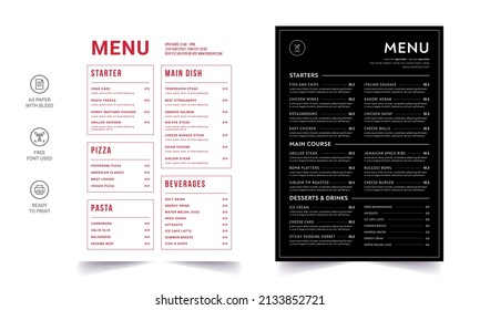 Fast food menu. Restaurant fast food cafe menu template flyer. Fast food restaurant menu board vector template.  Fast food restaurant menu board vector template.