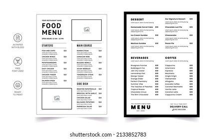 Fast food menu. Restaurant fast food cafe menu template flyer. Fast food restaurant menu board vector template.  Fast food restaurant menu board vector template.