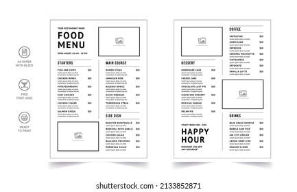 Fast food menu. Restaurant fast food cafe menu template flyer. Fast food restaurant menu board vector template.  Fast food restaurant menu board vector template.