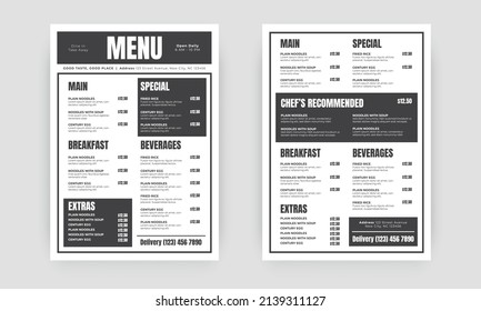 Fast food menu. Restaurant fast food cafe menu template flyer. Fast food restaurant menu board vector template. Fast food restaurant menu board vector template.	