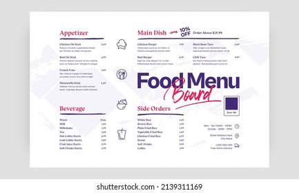 Fast Food Menu. Restaurant Fast Food Cafe Menu Template Flyer. Fast Food Restaurant Menu Board Vector Template. Fast Food Restaurant Menu Board Vector Template.	