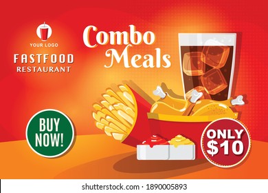 Fast food menu set banner restaurant vector illustration