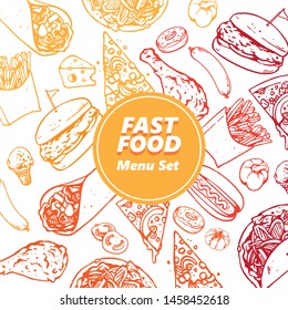 fast food menu set drawing