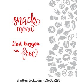 Fast food menu. Set of icons on the vector background.