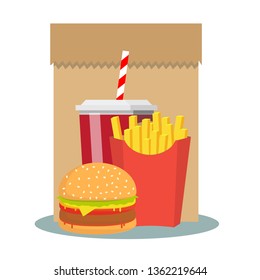 fast food menu. Stock flat vector illustration.