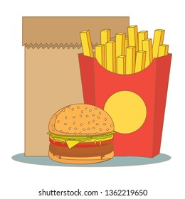 fast food menu. Stock flat vector illustration.