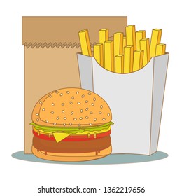 fast food menu. Stock flat vector illustration.