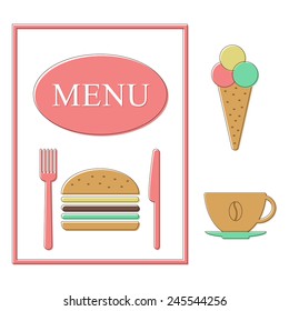 fast food menu template. isolated on white background. stroke-style design modern vector illustration