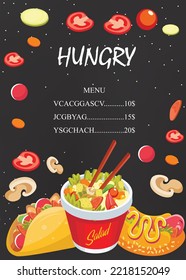 fast food menu template vector illustration