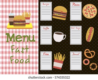 Fast food menu template. Vector illustration
