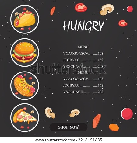 fast food menu template vector illustration