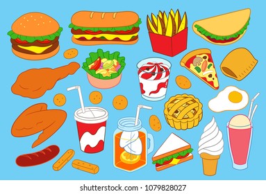 Fast Food Menu Vector Illustration 