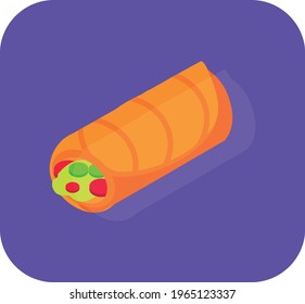 fast food mexican, illustration or vector image in vivid colors with purple background.