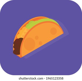 fast food mexican, illustration or vector image in vivid colors with purple background.