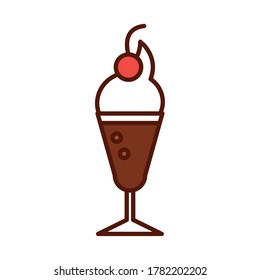 fast food milkshake with fruit dinner and menu, tasty meal and unhealthy vector illustration line and fill icon